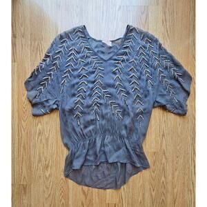 Y2K Charcoal Sheer Beaded Tunic – Medium